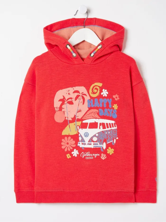 Fat Face Sweatshirts and Hoodies Textured Stripe Red Popover Hoodie 8211 Kids