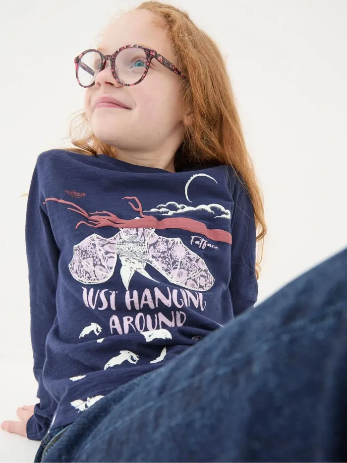 Fat Face Tops and TShirts Bat Blue Graphic TShirt 8211 Kids