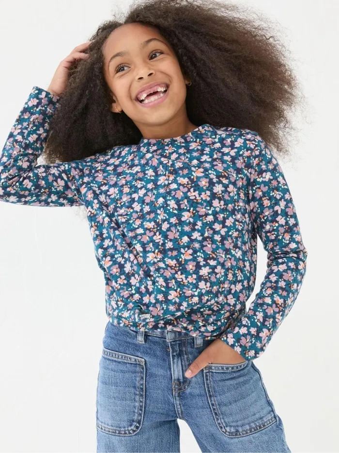 Fat Face Tops and TShirts Blue Floral Knot T Shirt 8211 Kids