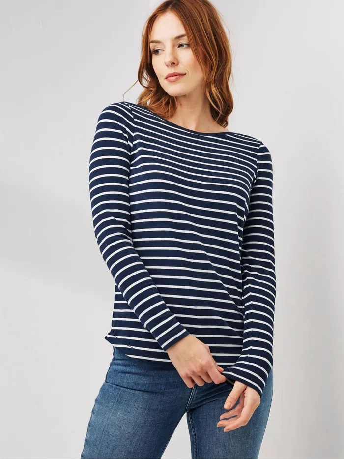 Fat Face Tops and TShirts Breton Navy Blue TShirt 8211 Women
