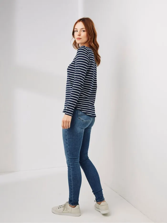 Fat Face Tops and TShirts Breton Navy Blue TShirt 8211 Women