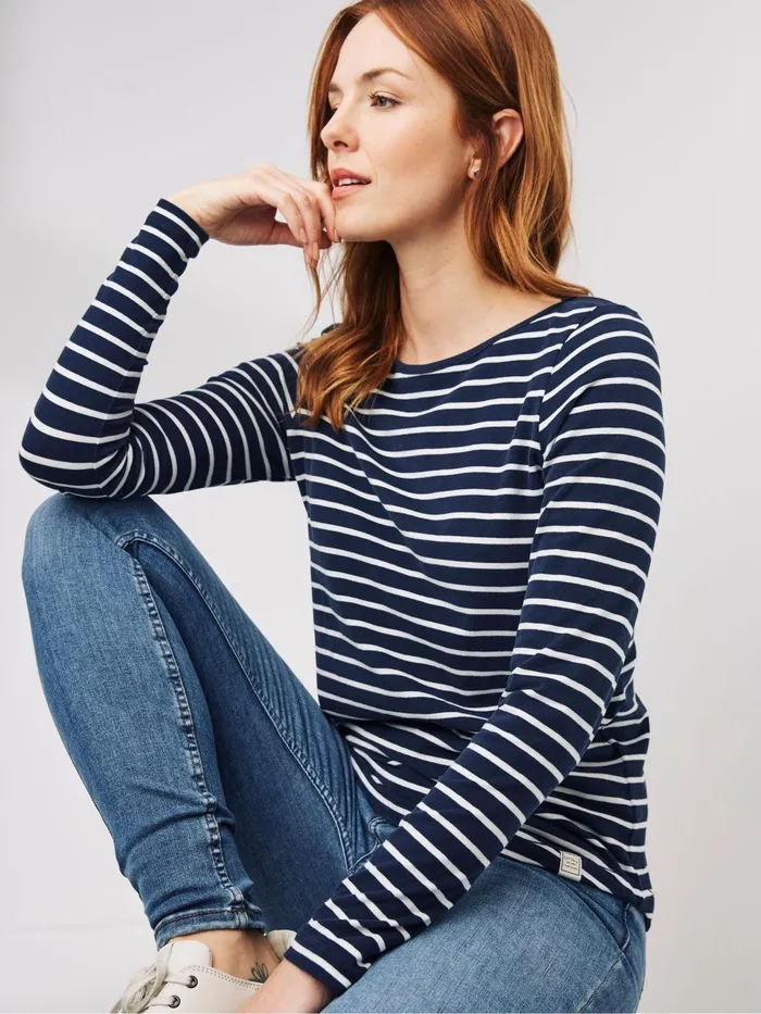 Fat Face Tops and TShirts Breton Navy Blue TShirt 8211 Women