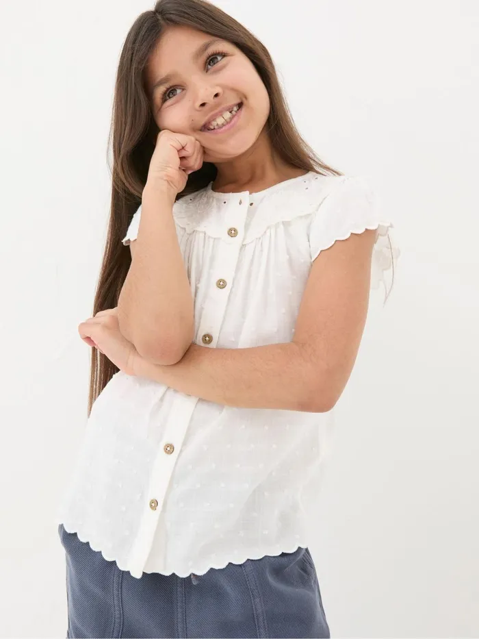 Fat Face Tops and TShirts Emily White Embroidered Blouse 8211 Kids