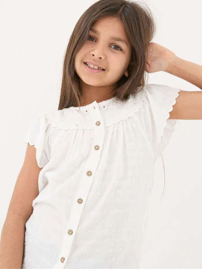 Fat Face Tops and TShirts Emily White Embroidered Blouse 8211 Kids