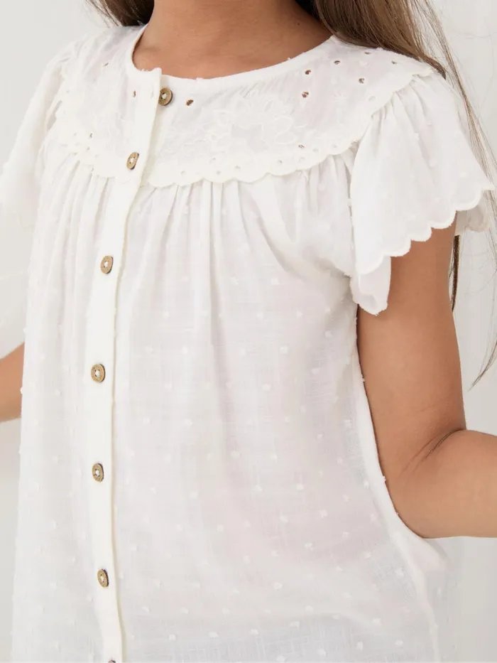 Fat Face Tops and TShirts Emily White Embroidered Blouse 8211 Kids