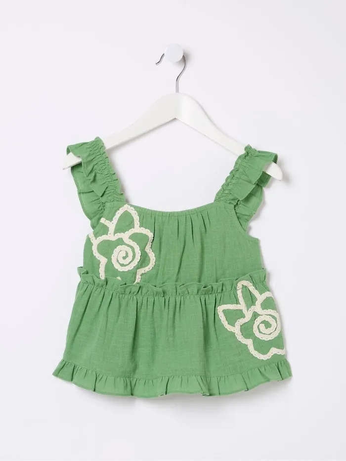 Fat Face Tops and TShirts Green Floral Embroidered Cami Top 8211 Kids
