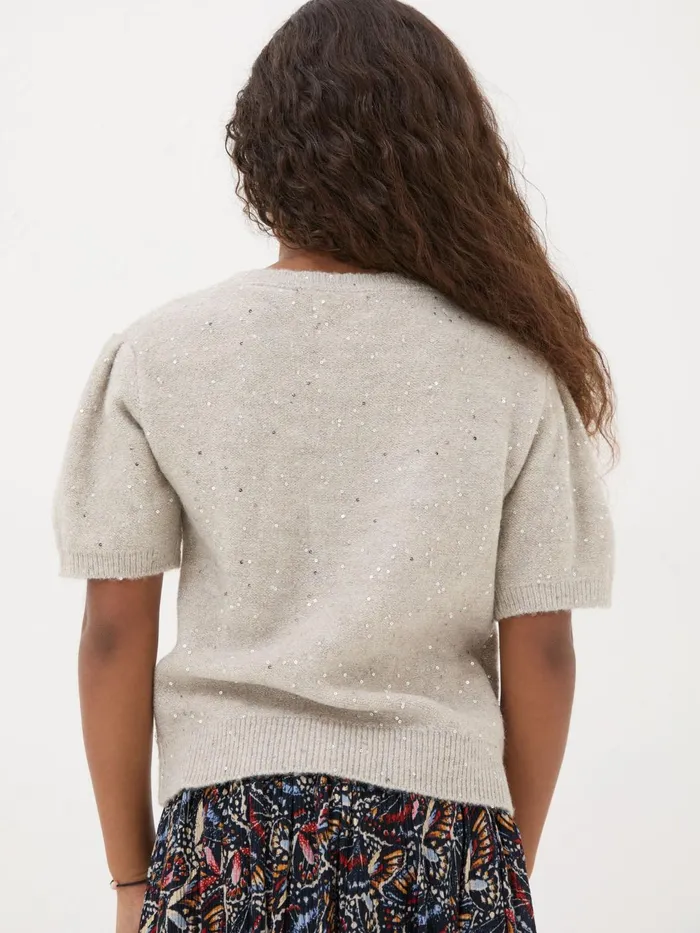 Fat Face Tops and TShirts Oatmeal Sequin Knitted Top 8211 Kids Fat Face Tops and TShirts Oatmeal Sequin Knitted Top 8211 Kids