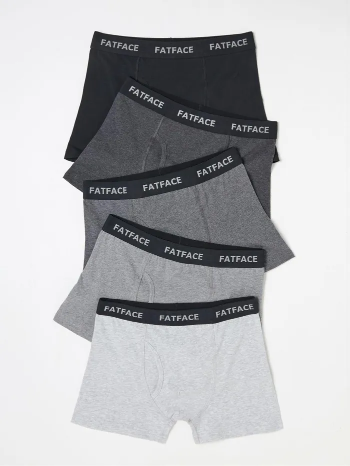 Fat Face Underwear Grey Plain Boxers 5 Pack 8211 Men