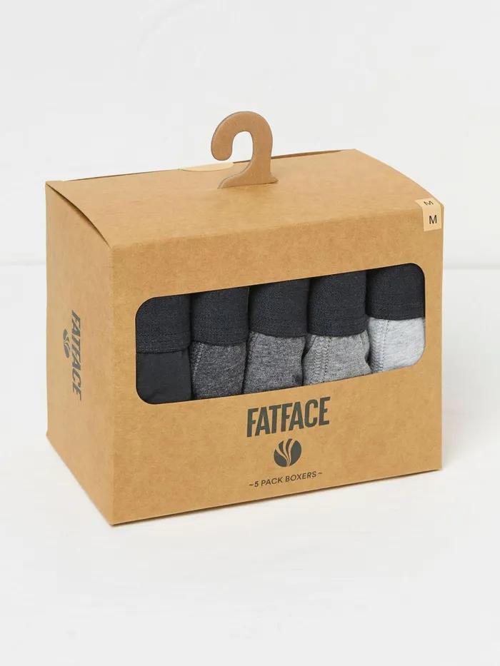 Fat Face Underwear Grey Plain Boxers 5 Pack 8211 Men