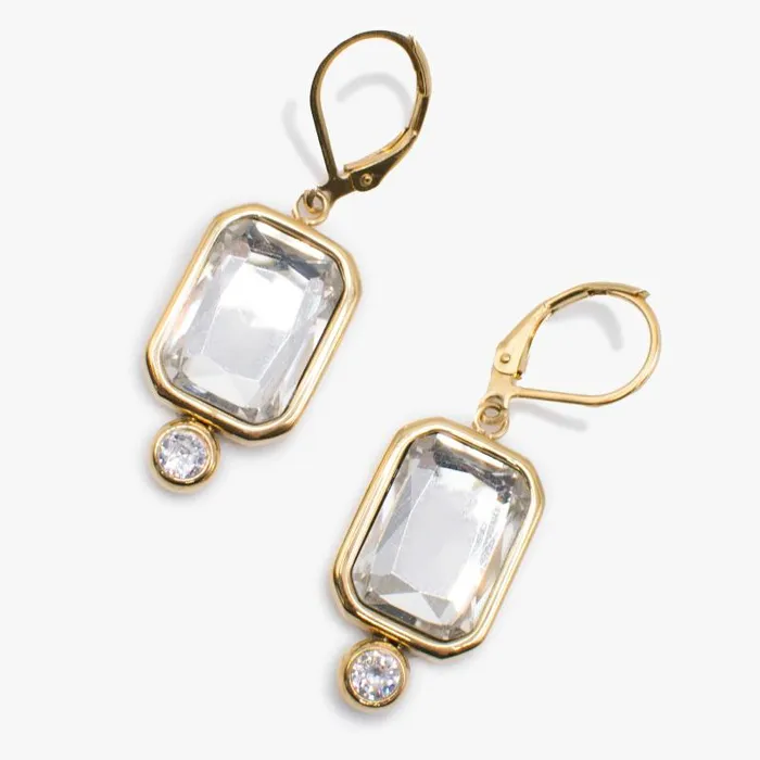 Fine Jewelry Women Alex And Ani Emerald Cut Crystal Drop Earrings Stainless Steel Gold Fine Jewelry Women Alex And Ani Emerald Cut Crystal Drop Earrings Stainless Steel Gold