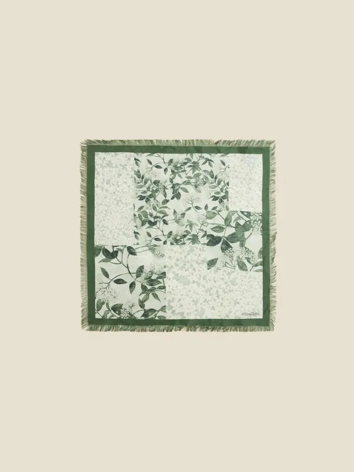 Fine Scarves WomenMen Holzweiler Silk Twill Fine Scarf Print Green Mix