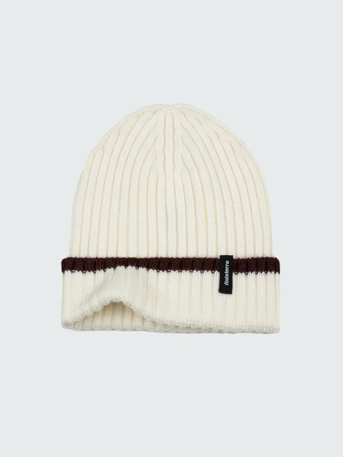 Finisterre Hats and Beanies MenWomen Fisherman Tipped Beanie Ecrublack Cherry