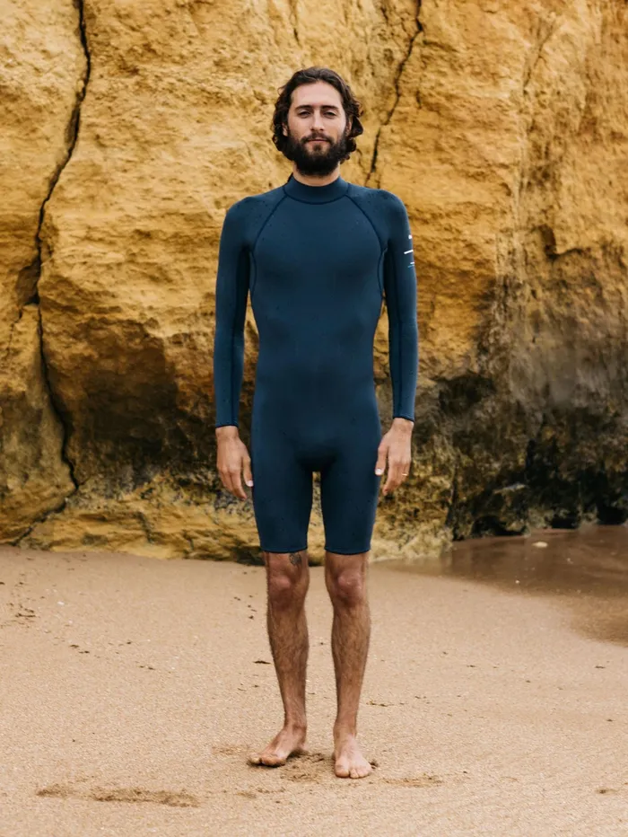 Finisterre Swim Shorts and Board Shorts Men Nieuwland 2mm Yulex Back Zip Long Sleeve Spring Suit Dark Ozone
