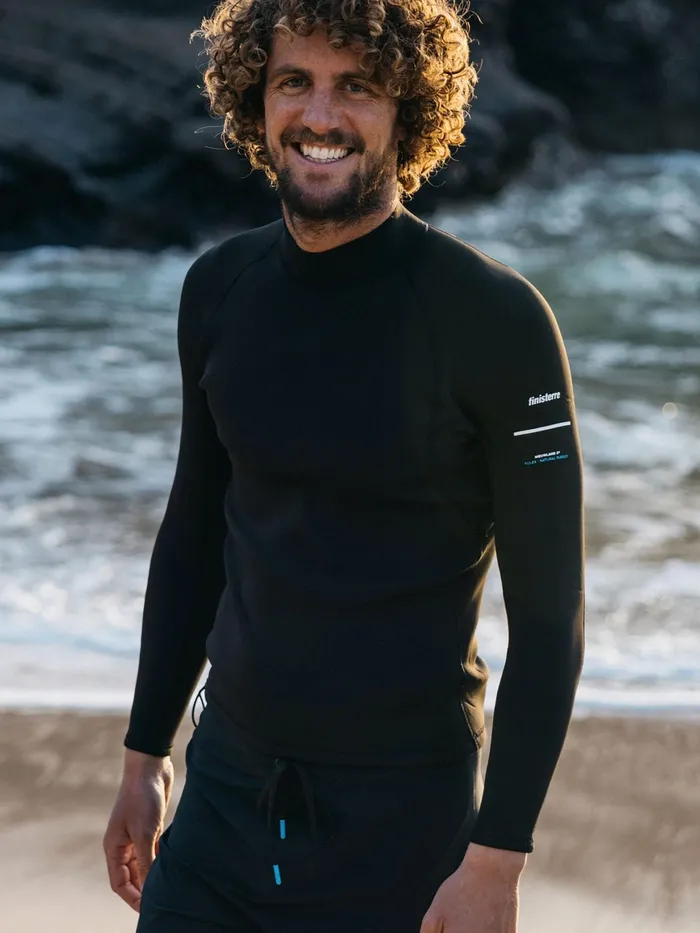 Finisterre Swim Shorts and Board Shorts Men Nieuwland 2mm Yulex Long Sleeve Top Black