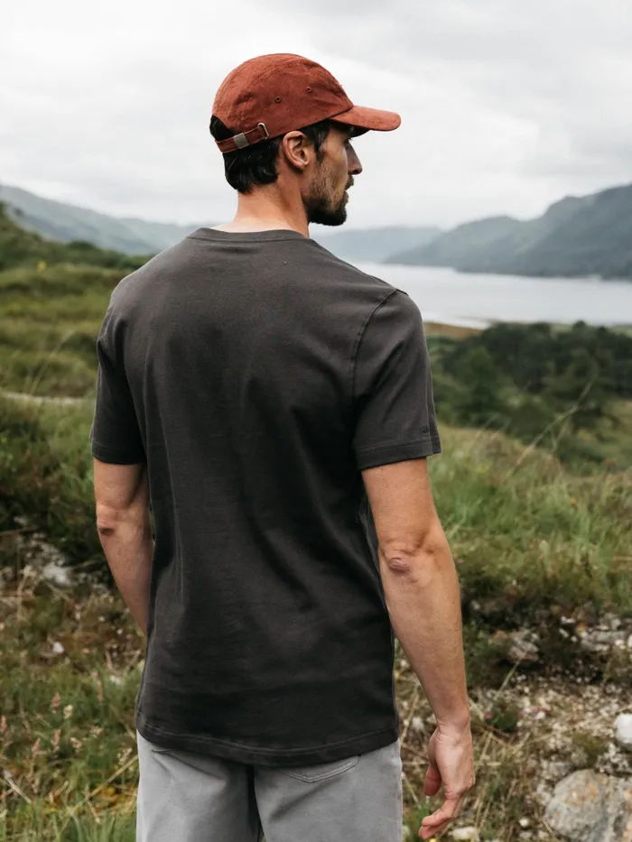 Finisterre TShirts Men Orca Recycled Pocket TShirt Raven Black