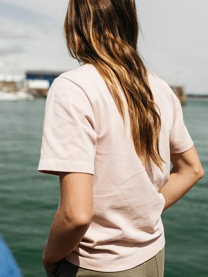 Finisterre Tops and TShirts Women Recycled Orca TShirt Pink Smoke