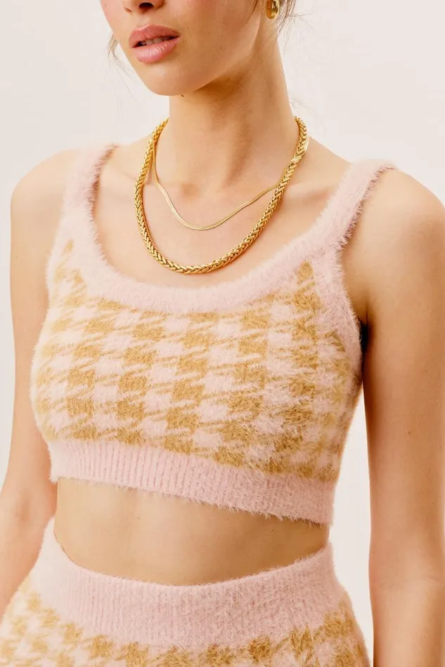 For Love and Lemons Knitwear Cher Crop Tank Sweater Light Pink 8211 Women