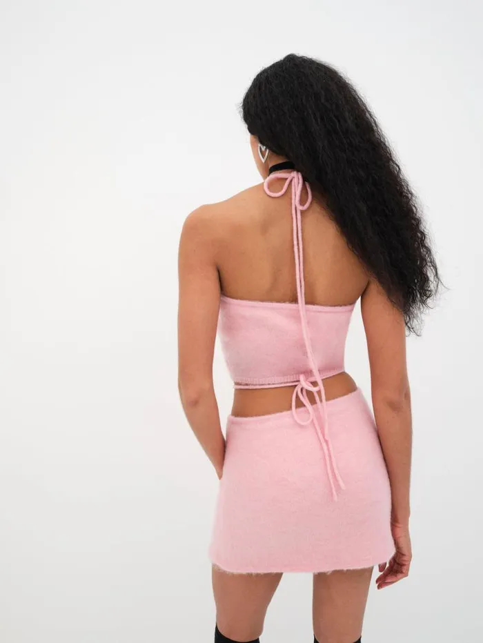 For Love and Lemons Knitwear Savannah Crop Top Pink 8211 Women