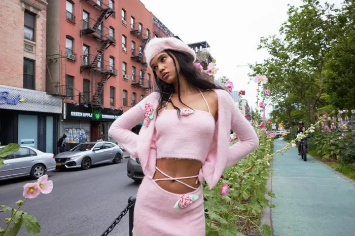 For Love and Lemons Knitwear Savannah Crop Top Pink 8211 Women