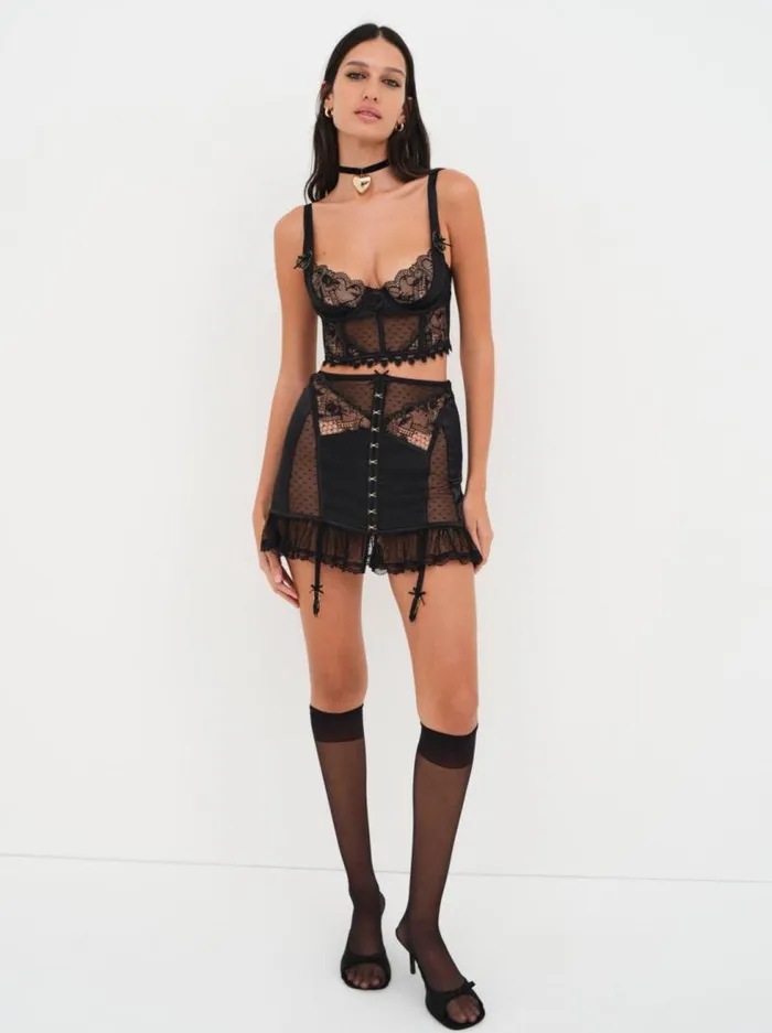 For Love and Lemons Lingerie Brie Garter Skirt Black 8211 Women
