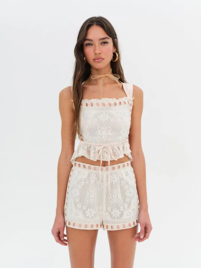 For Love and Lemons Tops Charlotte Lace Top Beige 8211 Women For Love and Lemons Tops Charlotte Lace Top Beige 8211 Women