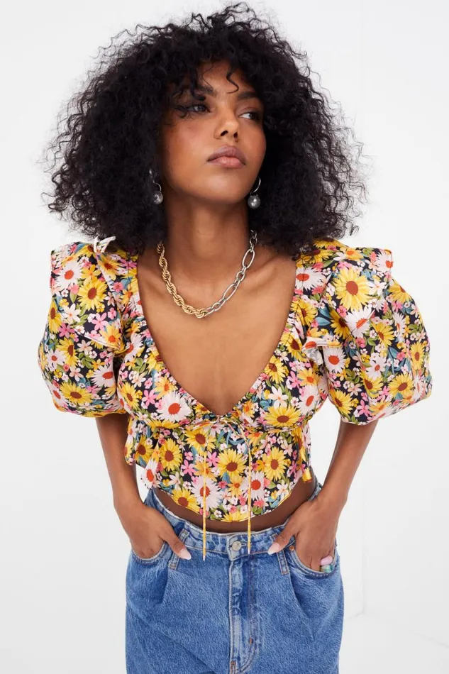 For Love and Lemons Tops Glenn Crop Top Yellow 8211 Women