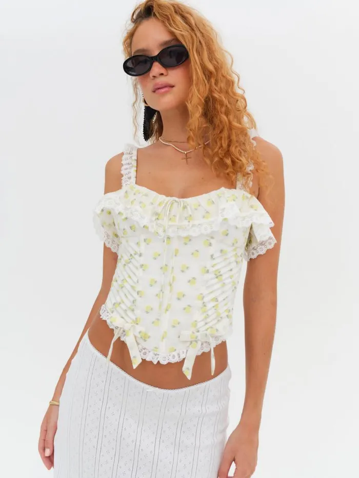 For Love and Lemons Tops Melanie Corset Top Yellow 8211 Women