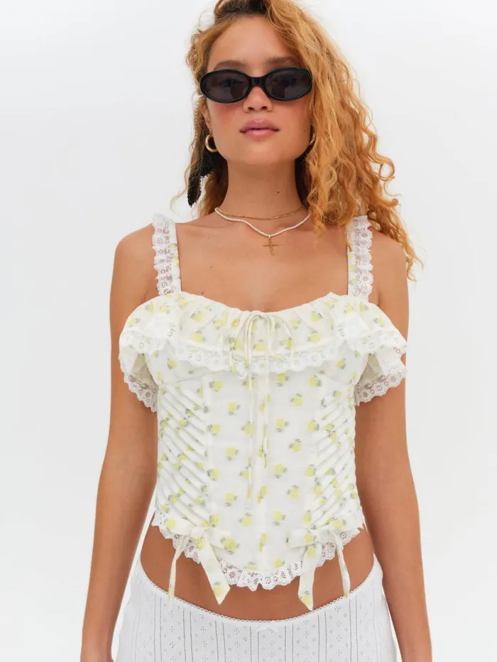 For Love and Lemons Tops Melanie Corset Top Yellow 8211 Women For Love and Lemons Tops Melanie Corset Top Yellow 8211 Women
