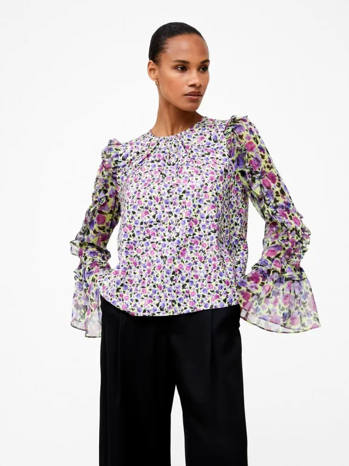 French Connection Alezzia Ely Jacquard Mix Top Sharp Green Women Tops