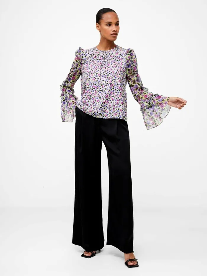 French Connection Alezzia Ely Jacquard Mix Top Sharp Green Women Tops