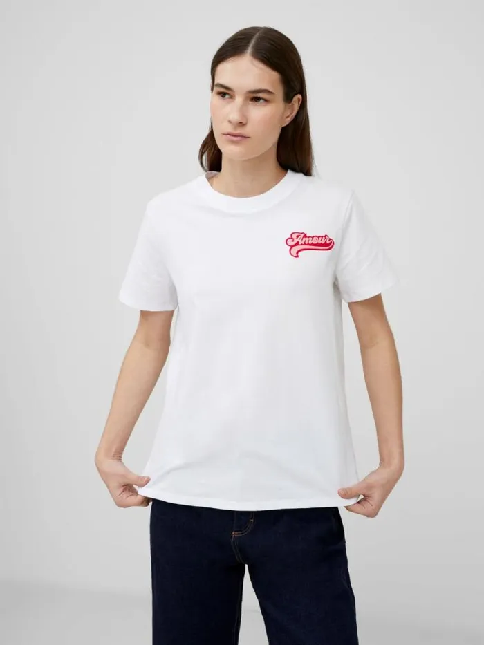 French Connection Amour Graphic TShirt Linen White Women Tops