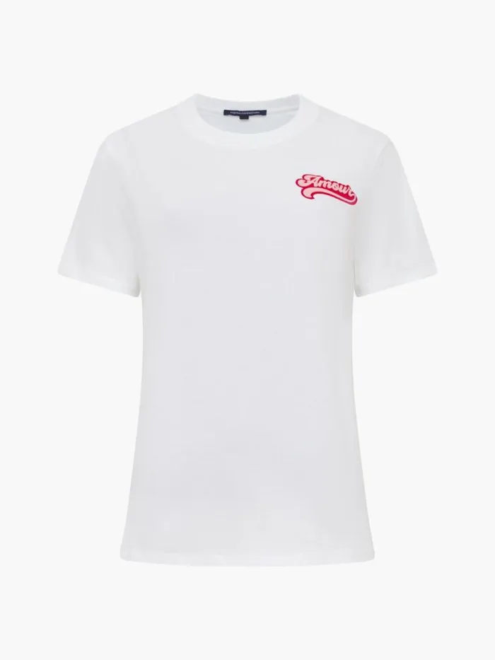 French Connection Amour Graphic TShirt Linen White Women Tops