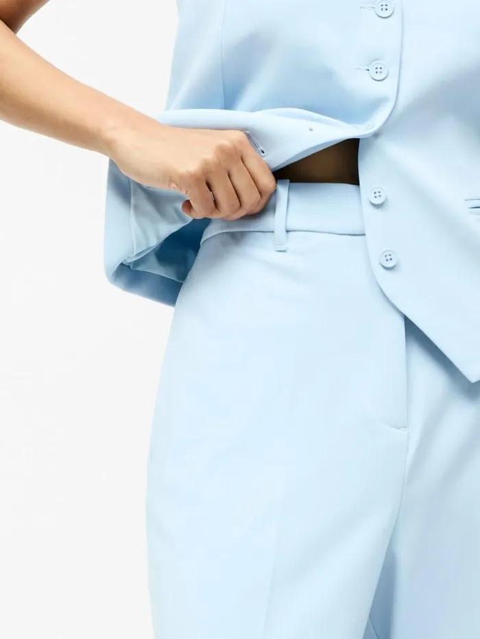 French Connection Angie Tailored Wide Leg Trousers Sky Blue Women Trousers