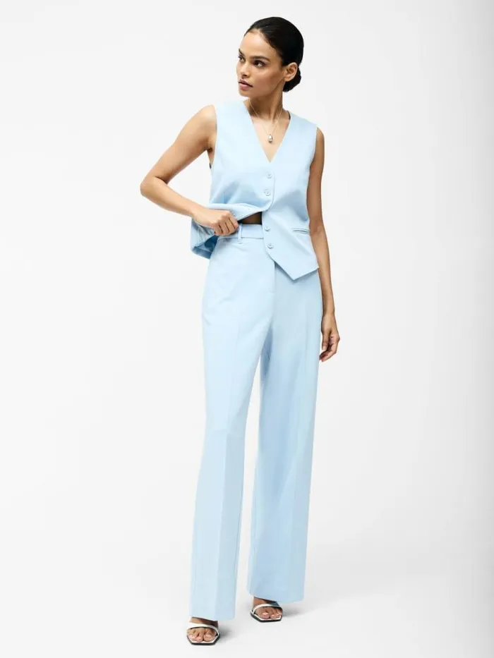 French Connection Angie Tailored Wide Leg Trousers Sky Blue Women Trousers