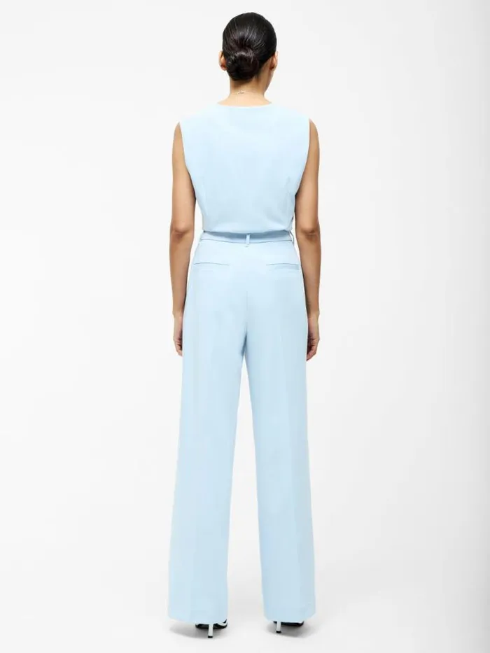 French Connection Angie Tailored Wide Leg Trousers Sky Blue Women Trousers