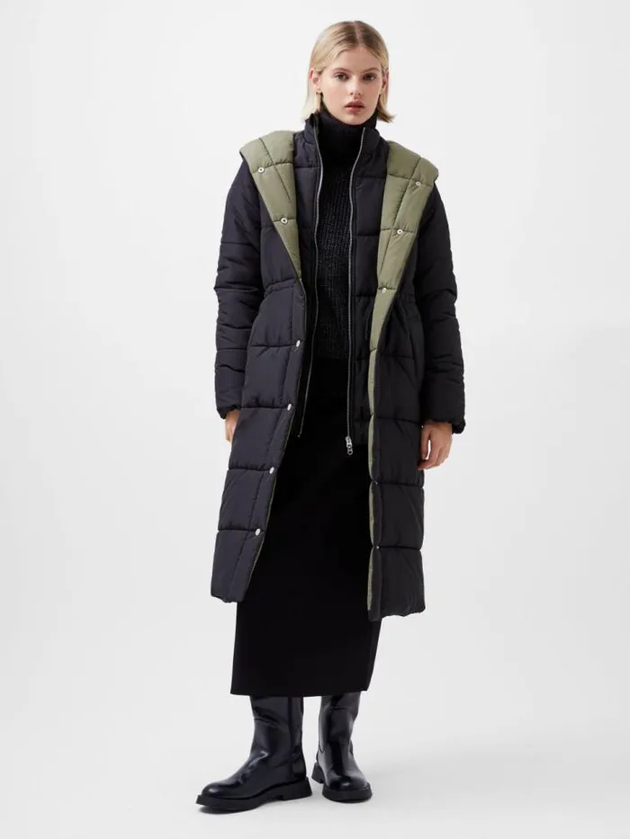 French Connection Auden Double Front Puffer Coat Blackouttarmac Khak Women Coats and Jackets
