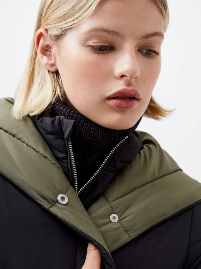French Connection Auden Double Front Puffer Coat Blackouttarmac Khak Women Coats and Jackets