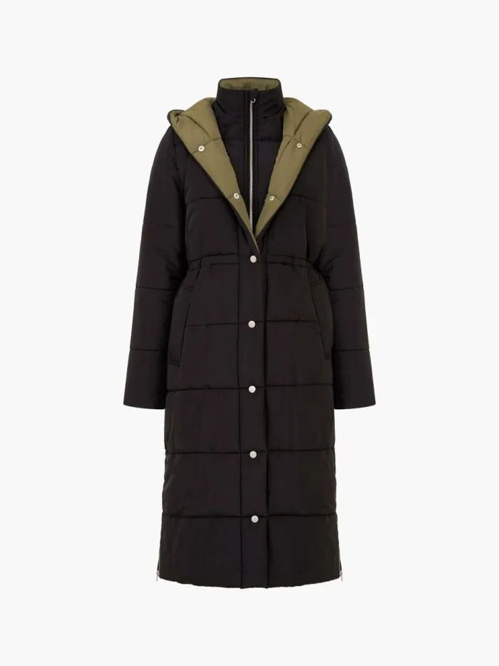 French Connection Auden Double Front Puffer Coat Blackouttarmac Khak Women Coats and Jackets