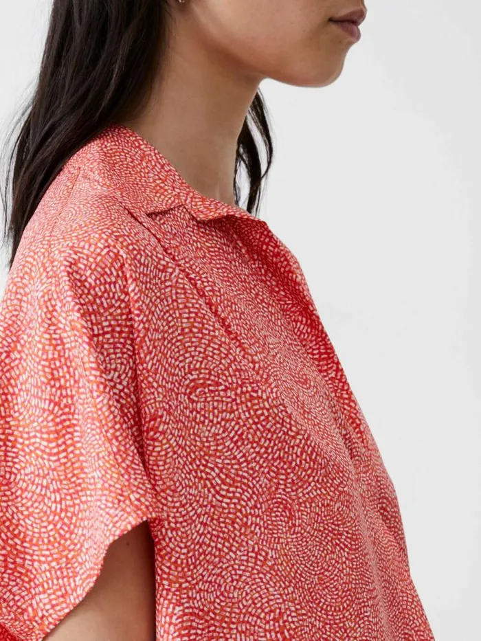 French Connection Bernice Crepe Light Popover Shirt Mandarinseapinkivr Women Tops