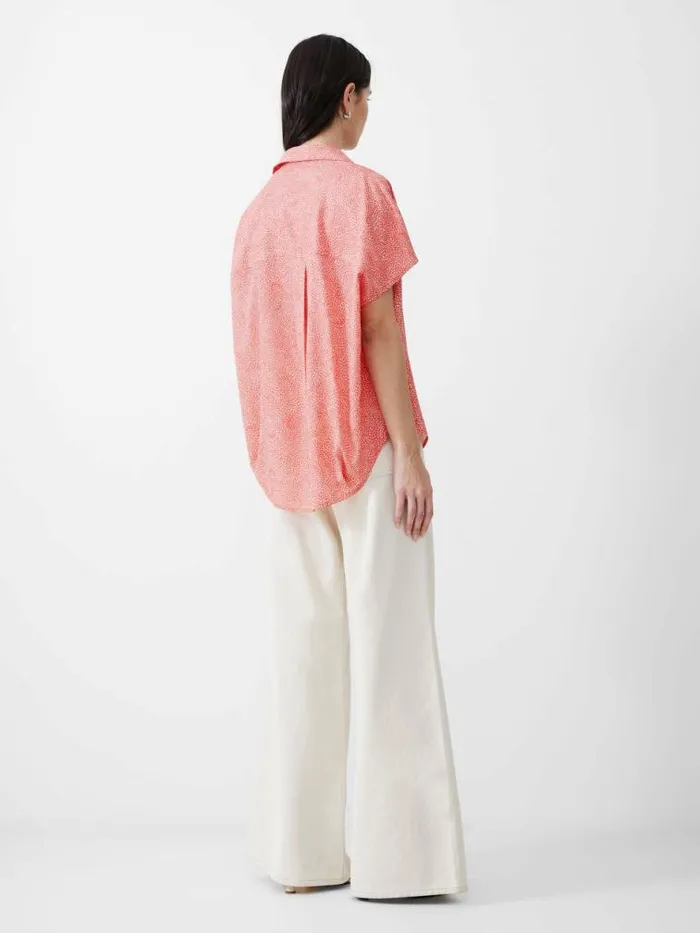 French Connection Bernice Crepe Light Popover Shirt Mandarinseapinkivr Women Tops