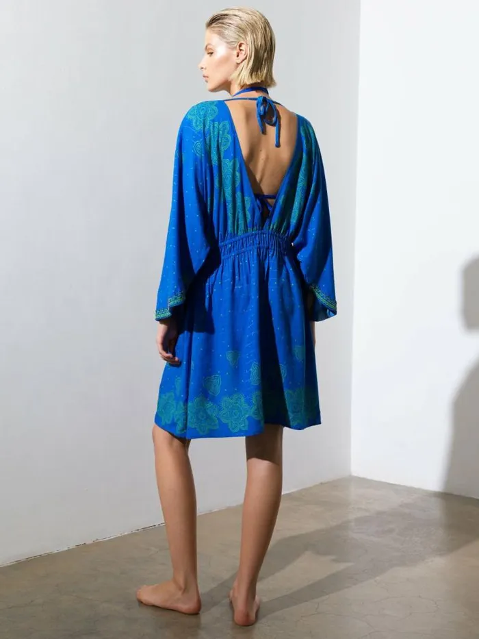 French Connection Blue Mosaic Kimono Blue Women Coats and Jackets
