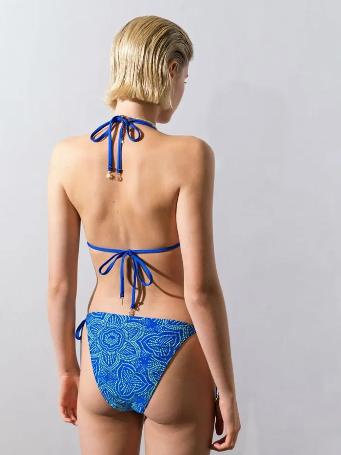 French Connection Blue Mosaic Triangle Bikini Top Blue Women Swimwear