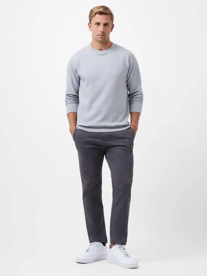 French Connection Box Waffle Crew Neck Jumper Grey Men Knitwear