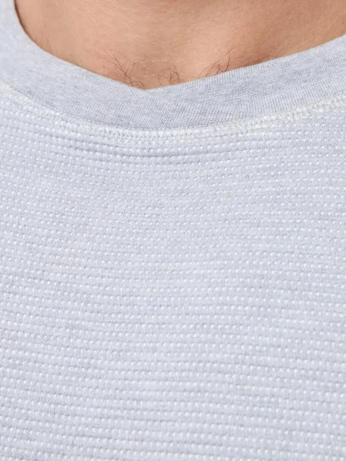 French Connection Box Waffle Crew Neck Jumper Grey Men Knitwear