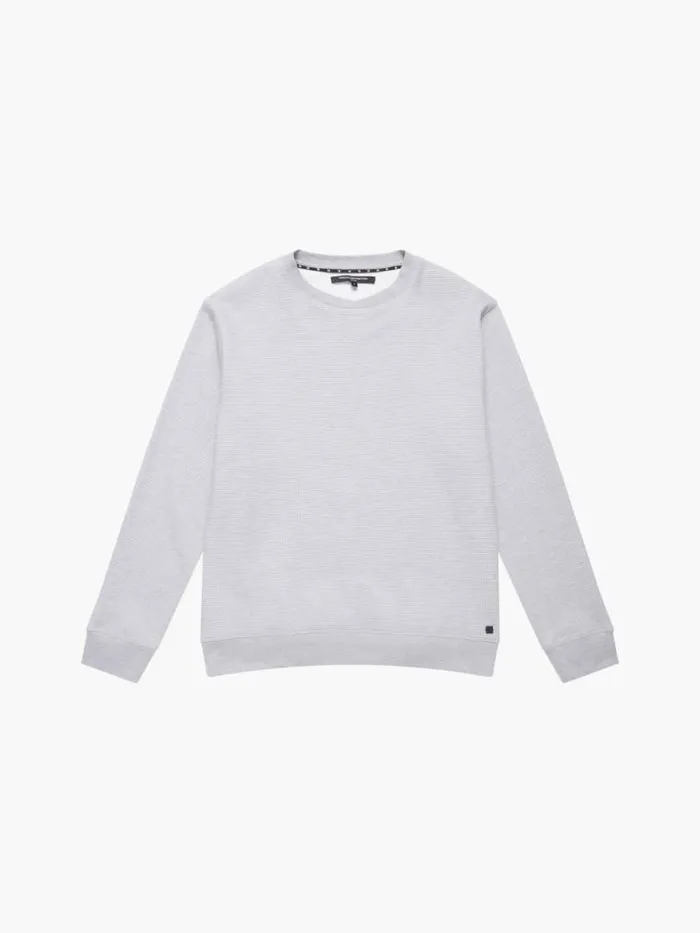 French Connection Box Waffle Crew Neck Jumper Grey Men Knitwear