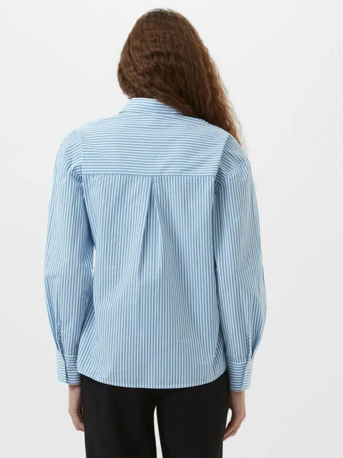 French Connection Cambria Cotton Striped Corsage Shirt Bluewhite Women Tops