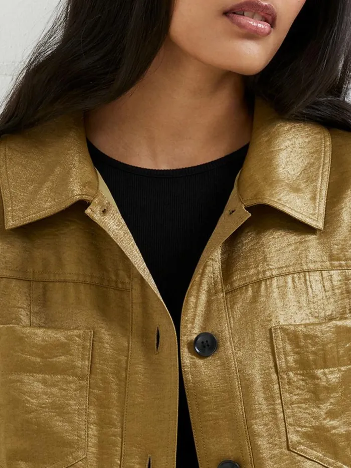 French Connection Cammie Shimmer Jacket Nutria Women Coats and Jackets