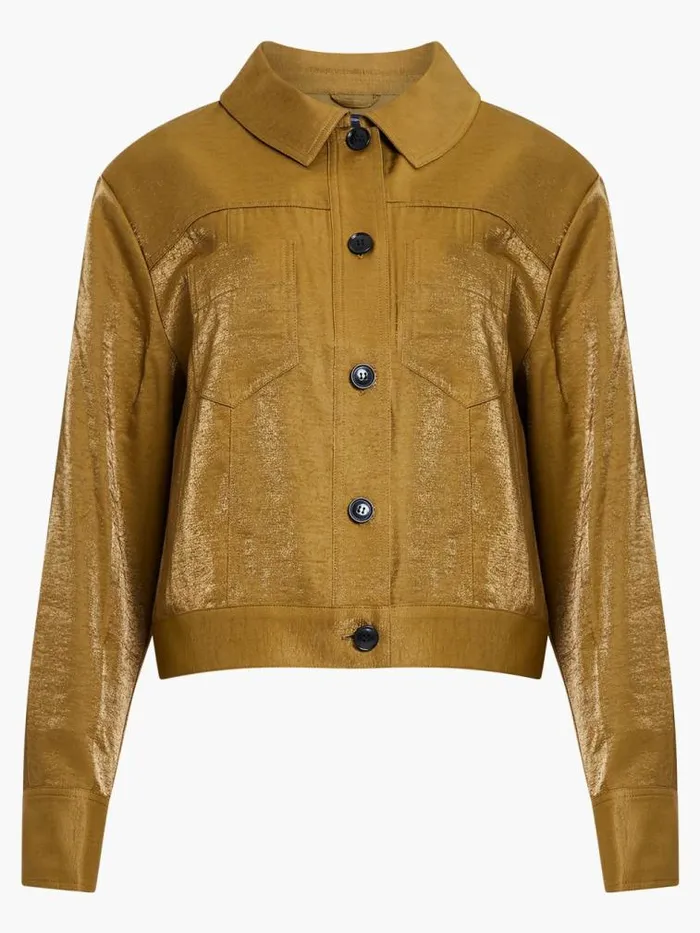 French Connection Cammie Shimmer Jacket Nutria Women Coats and Jackets