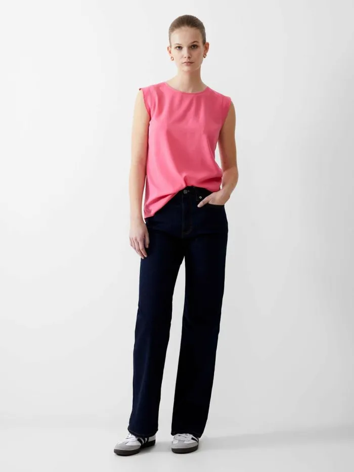 French Connection Cap Sleeve Crepe Light Tank Top Camellia Women Tops