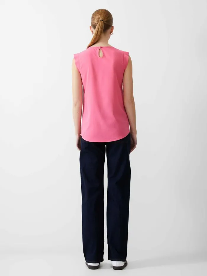 French Connection Cap Sleeve Crepe Light Tank Top Camellia Women Tops